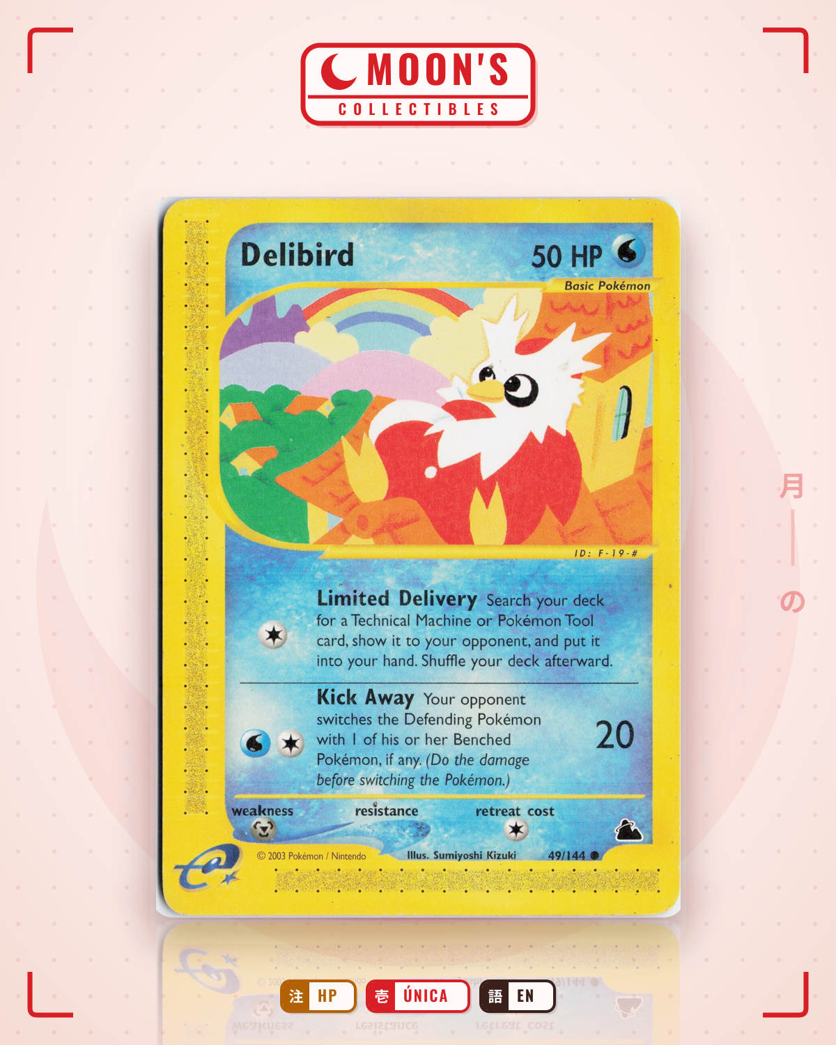 Carta Pokémon Delibird · Skyridge #49/144 (HP) — pieza única en Moon's Collectibles México