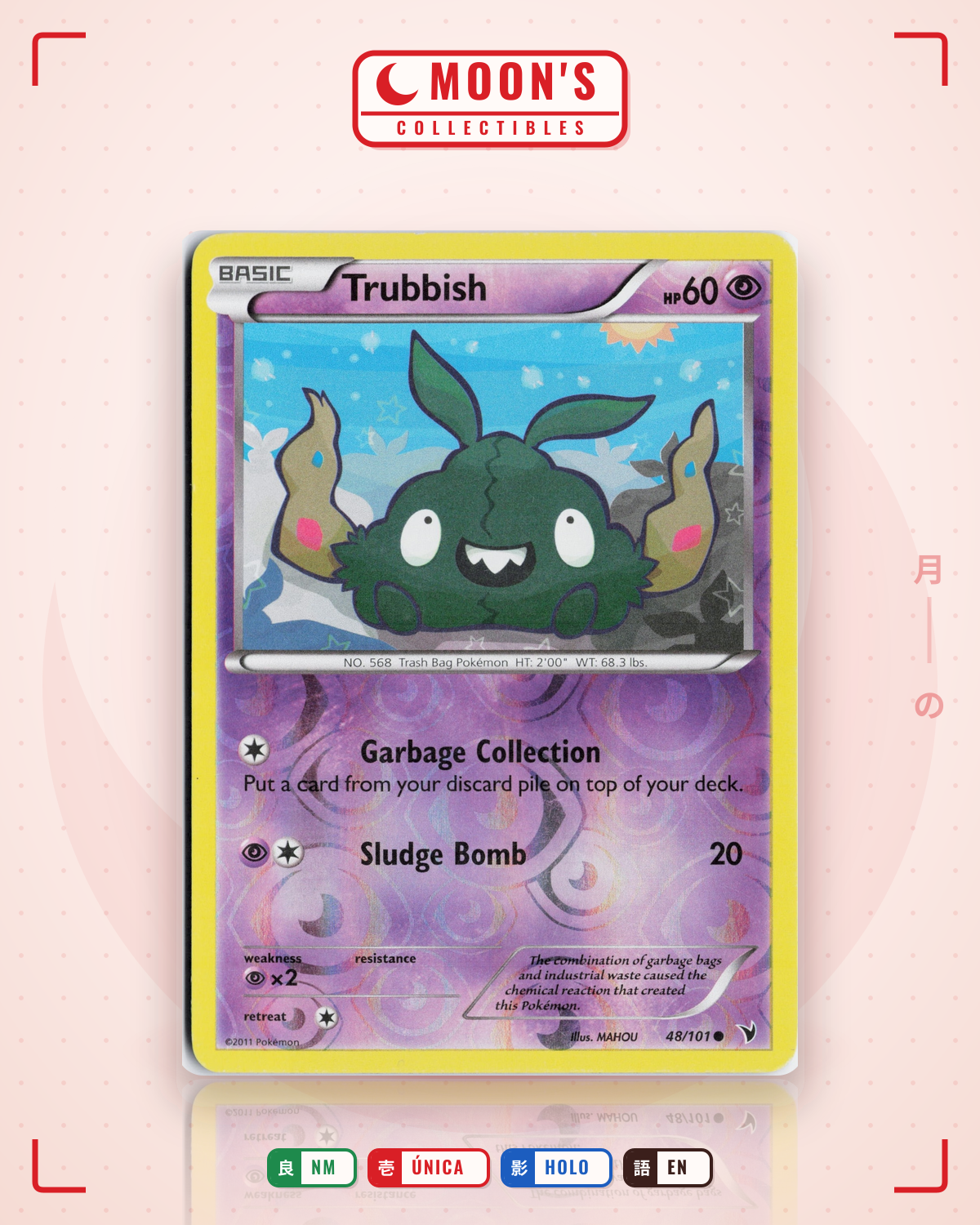 Carta Pokémon Trubbish · Noble Victories #48/101 (NM) — pieza única en Moon's Collectibles México