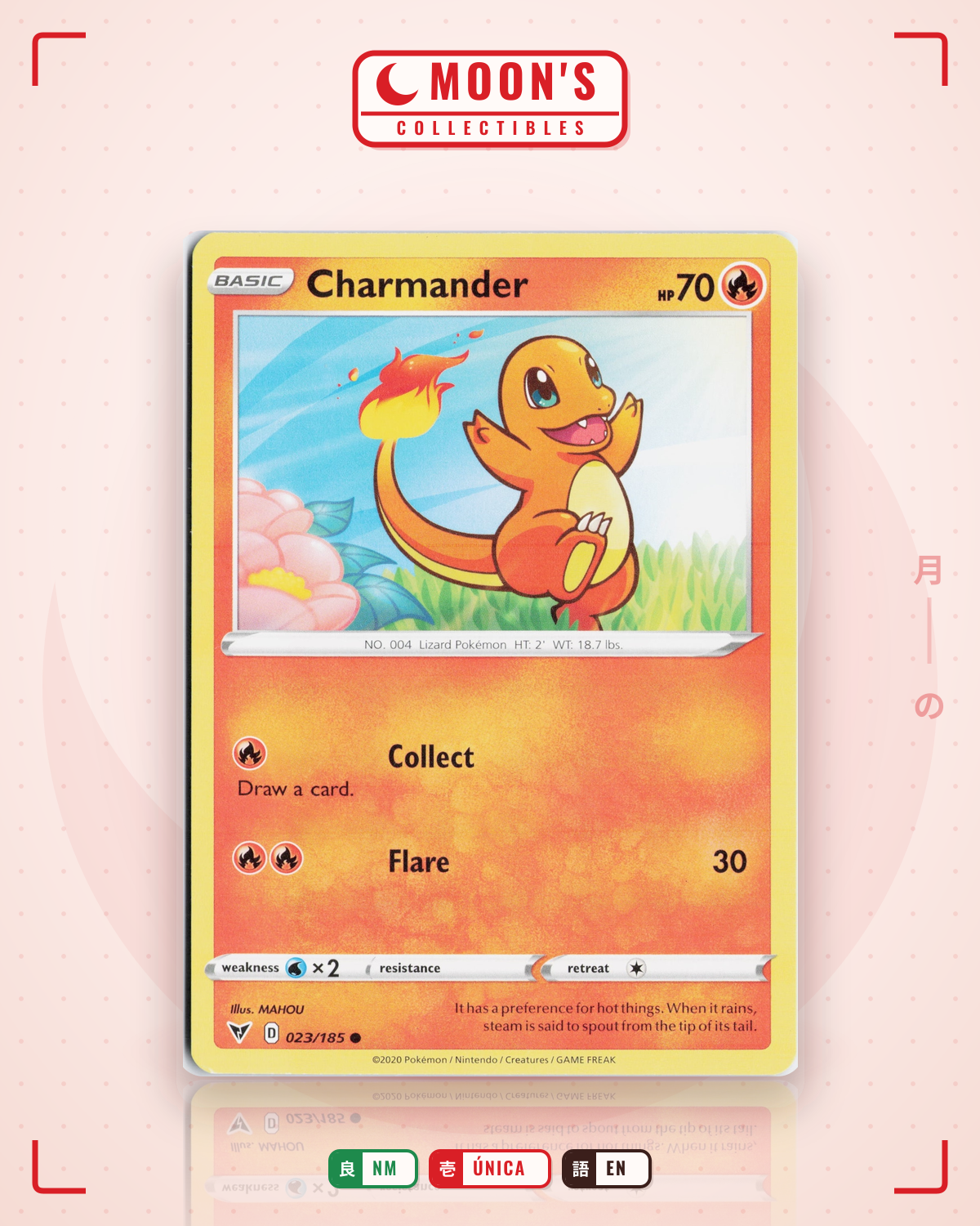 Carta Pokémon Charmander · Vivid Voltage #023/185 (NM) — pieza única en Moon's Collectibles México
