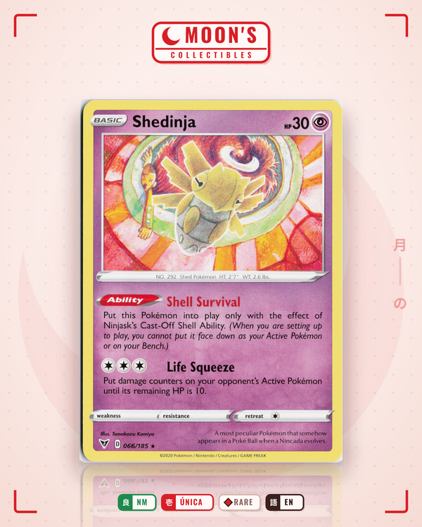 Carta Pokémon Shedinja · Vivid Voltage #066/185 (NM) — pieza única en Moon's Collectibles México
