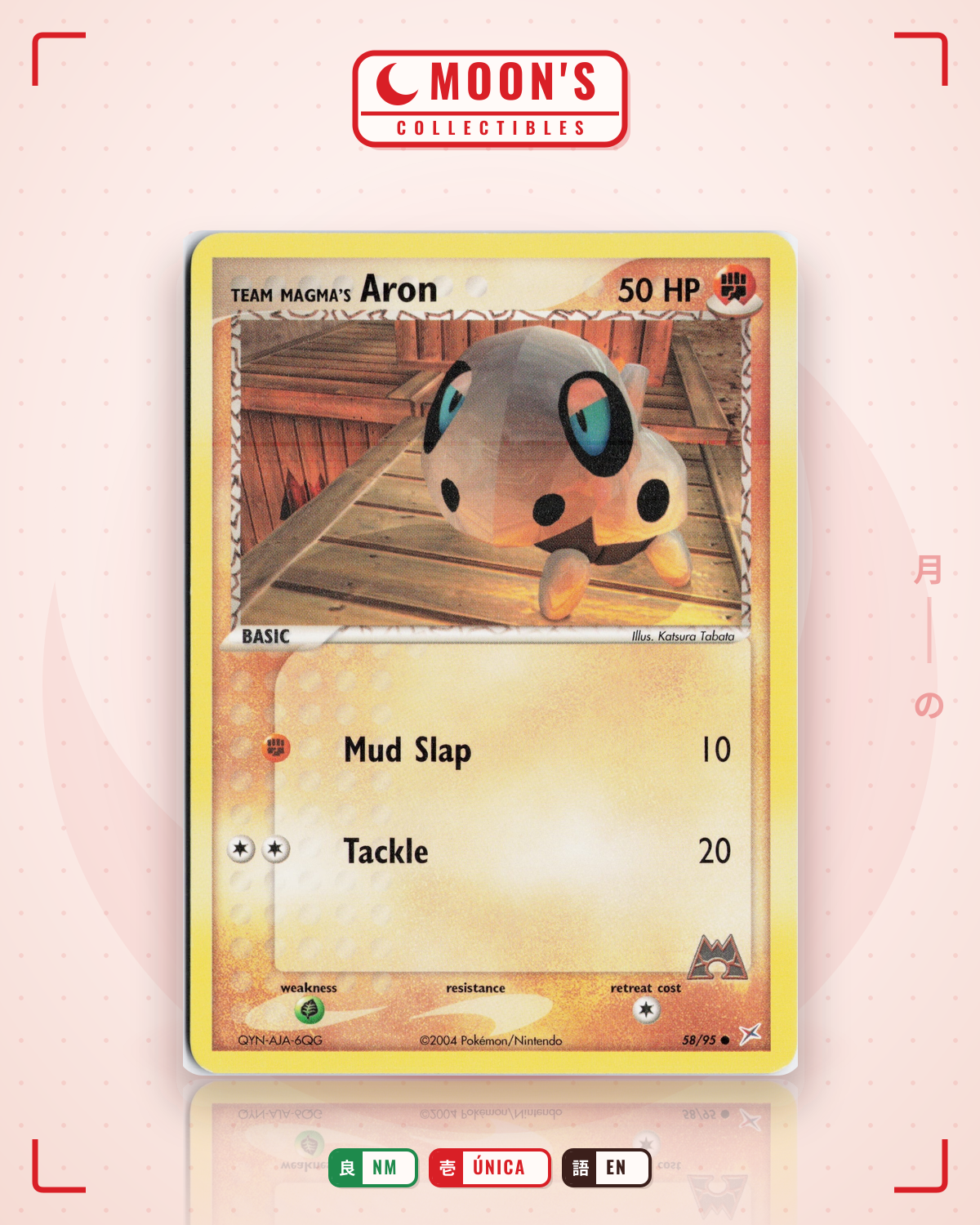 Carta Pokémon Team Magma's Aron · Team Magma vs Team Aqua #58/95 (NM) — pieza única en Moon's Collectibles México