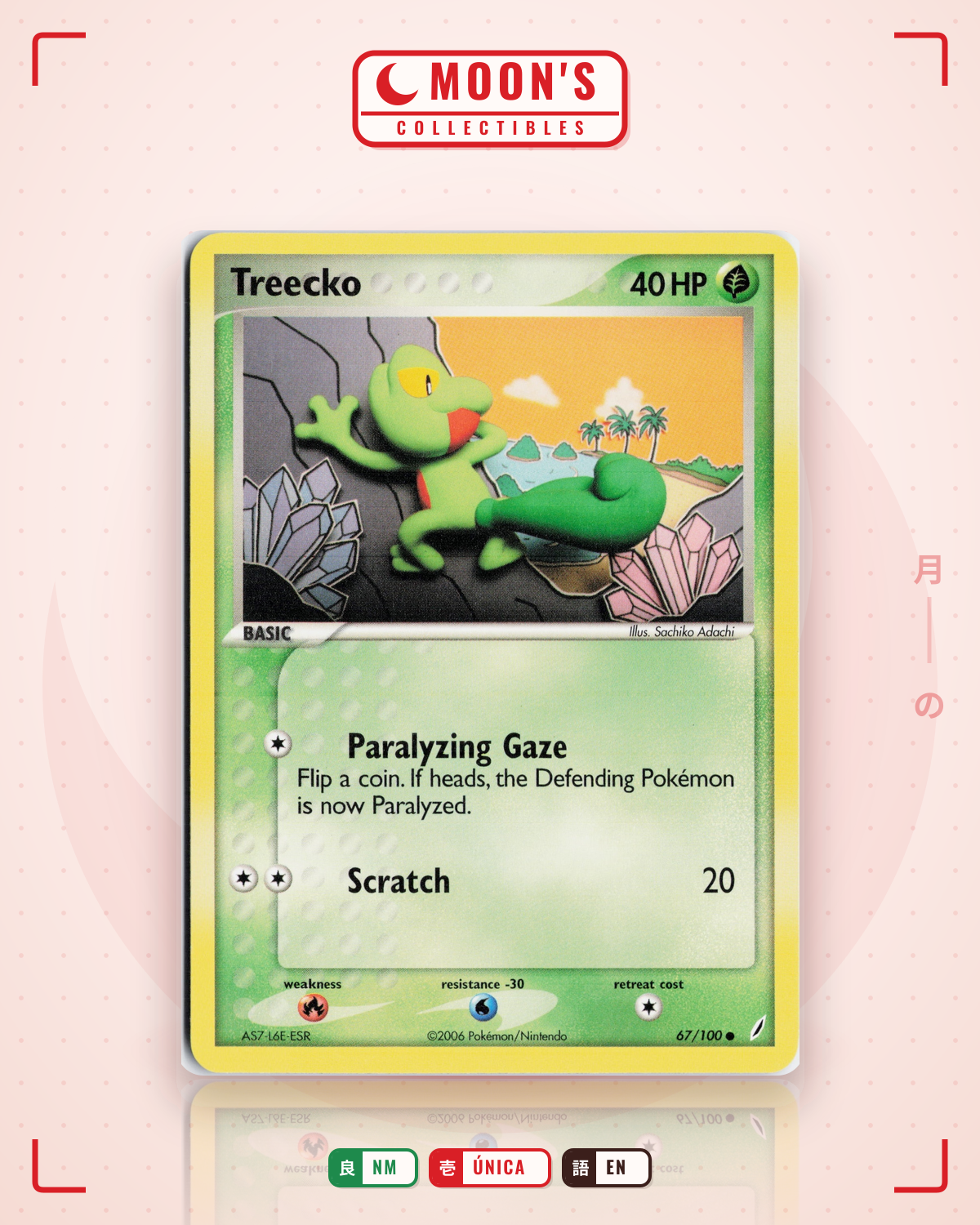Carta Pokémon Treecko · Crystal Guardians #67/100 (NM) — pieza única en Moon's Collectibles México