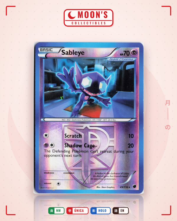 Carta Pokémon Sableye · Plasma Freeze #49/116 (NM) — pieza única en Moon's Collectibles México