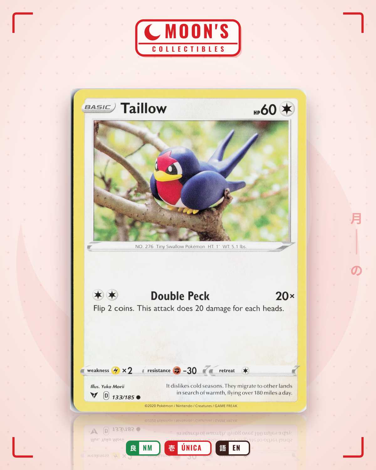 Carta Pokémon Taillow · Vivid Voltage #133/185 (NM) — pieza única en Moon's Collectibles México