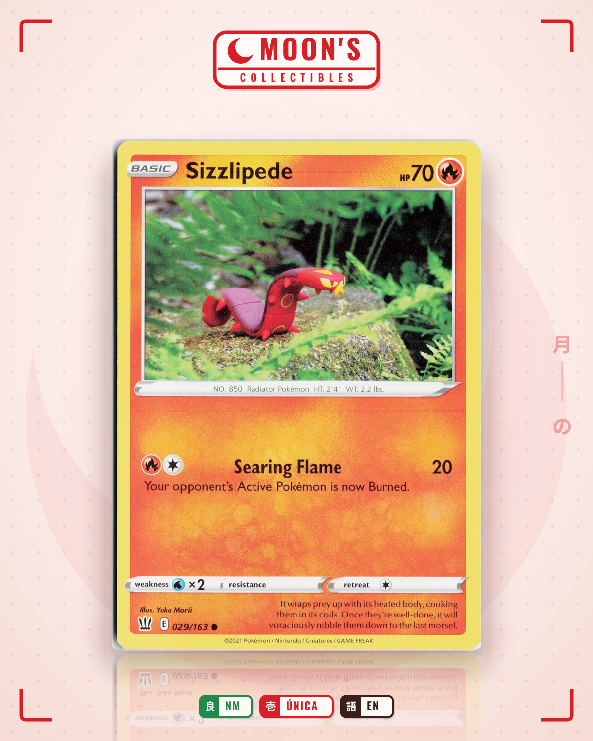 Carta Pokémon Sizzlipede · Battle Styles #029/163 (NM) — pieza única en Moon's Collectibles México