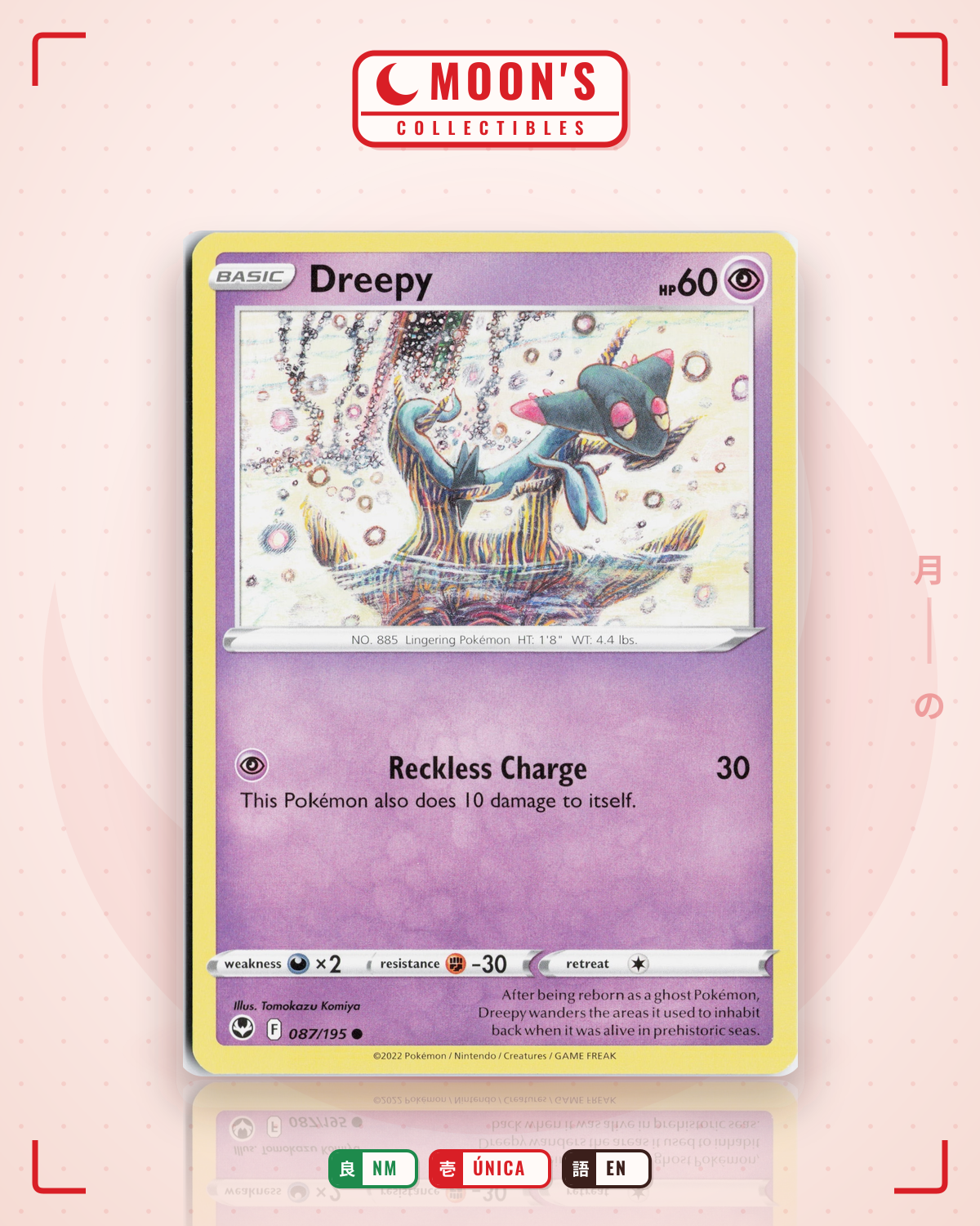 Carta Pokémon Dreepy · Silver Tempest #087/195 (NM) — pieza única en Moon's Collectibles México