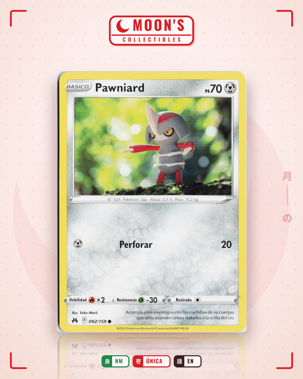 Carta Pokémon Pawniard · Crown Zenith #092/159 (NM) — pieza única en Moon's Collectibles México