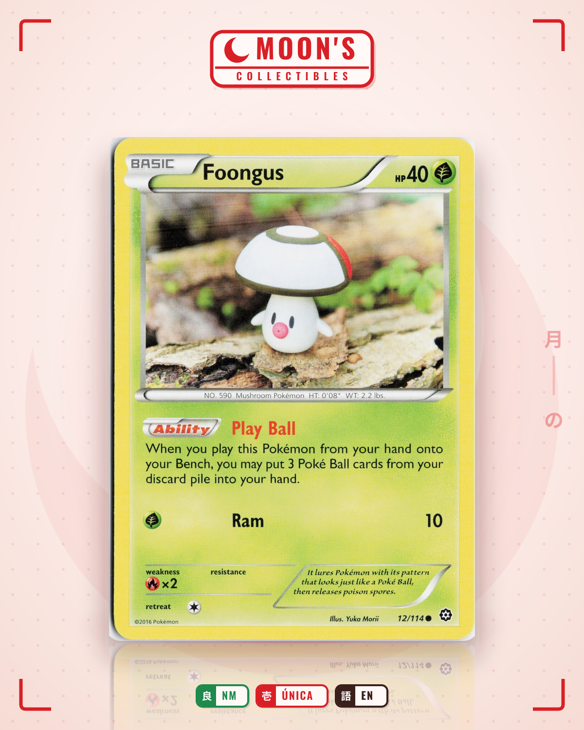 Carta Pokémon Foongus · Steam Siege #12/114 (NM) — pieza única en Moon's Collectibles México