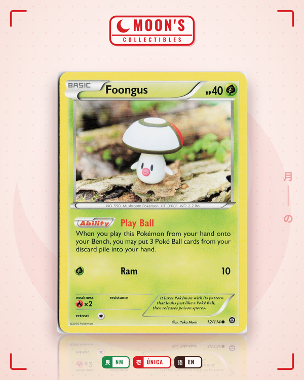 Carta Pokémon Foongus · Steam Siege #12/114 (NM) — pieza única en Moon's Collectibles México