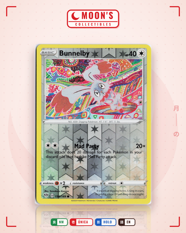 Carta Pokémon Bunnelby · Darkness Ablaze #150/189 (NM) — pieza única en Moon's Collectibles México