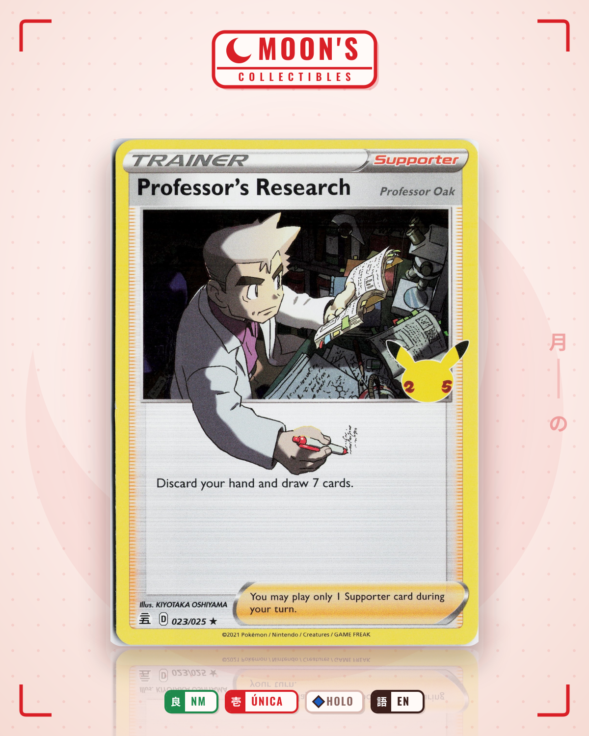Carta Pokémon Professor's Research (Professor Oak) · Celebrations #23 (NM) — pieza única en Moon's Collectibles México