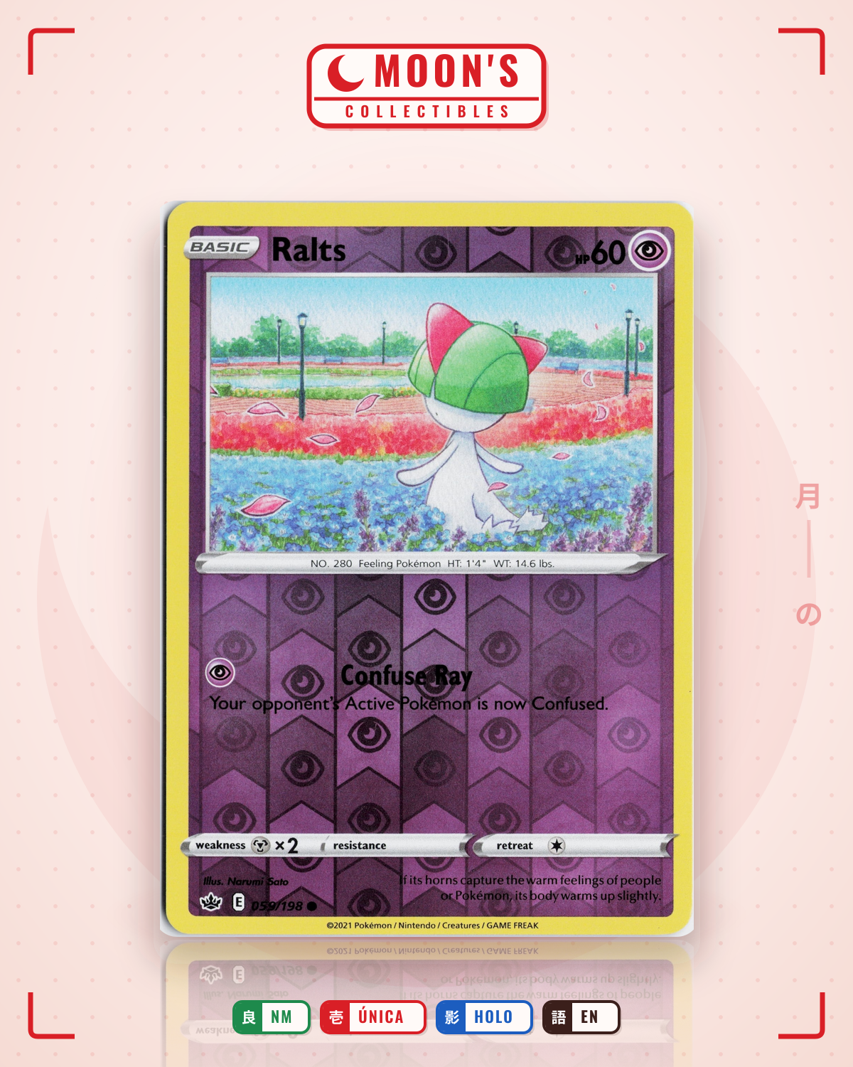 Carta Pokémon Ralts · Chilling Reign #059/198 (NM) — pieza única en Moon's Collectibles México
