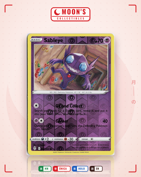 Carta Pokémon Sableye · Evolving Skies #067/203 (NM) — pieza única en Moon's Collectibles México