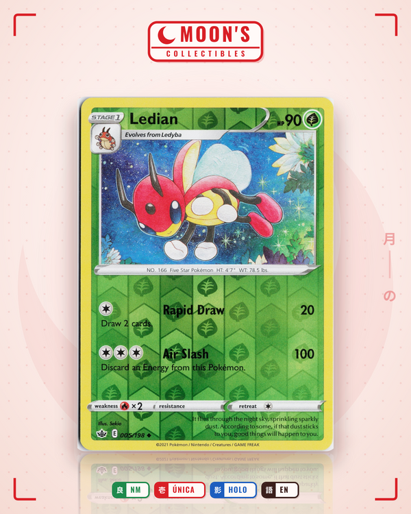 Carta Pokémon Ledian · Chilling Reign #005/198 (NM) — pieza única en Moon's Collectibles México