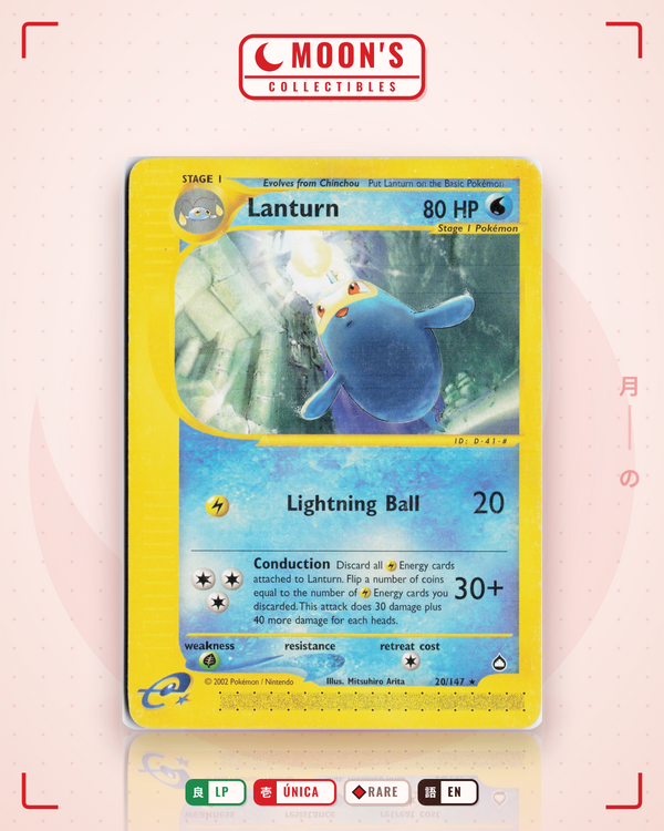 Carta Pokémon Lanturn · Aquapolis #20/147 (LP) — pieza única en Moon's Collectibles México