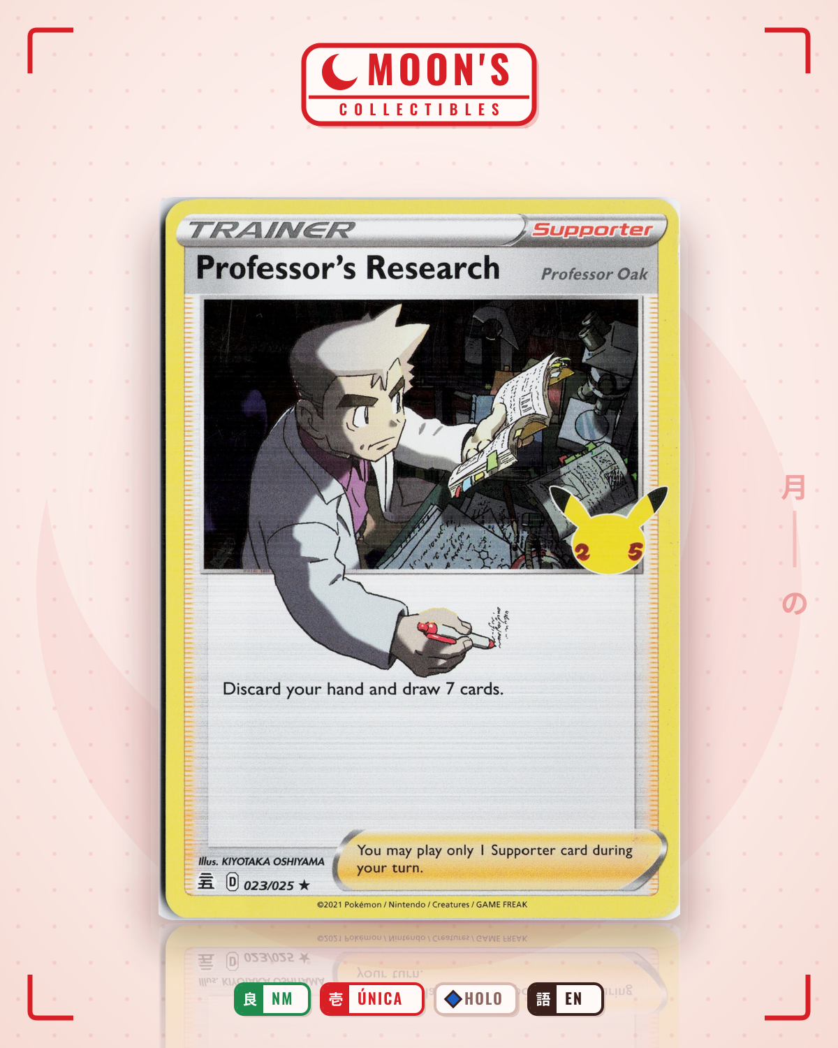 Carta Pokémon Professor's Research (Professor Oak) · Celebrations #23 (NM) — pieza única en Moon's Collectibles México