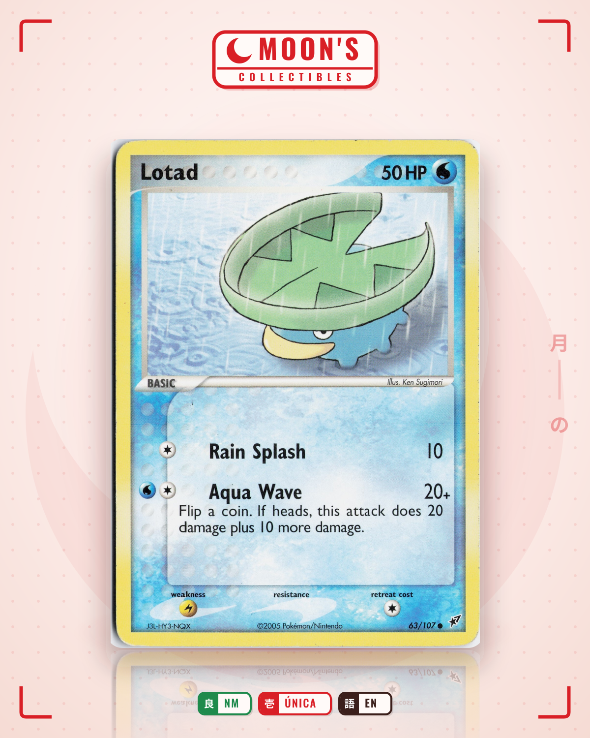 Carta Pokémon Lotad · Deoxys #63/107 (NM) — pieza única en Moon's Collectibles México