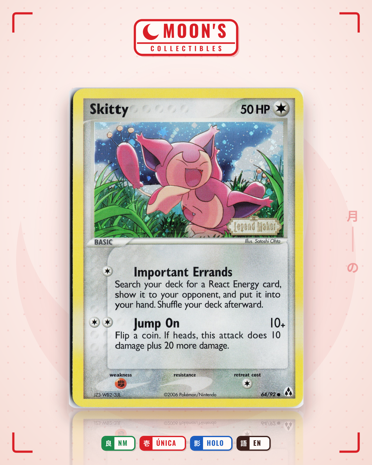 Carta Pokémon Skitty · Legend Maker #64/92 (NM) — pieza única en Moon's Collectibles México