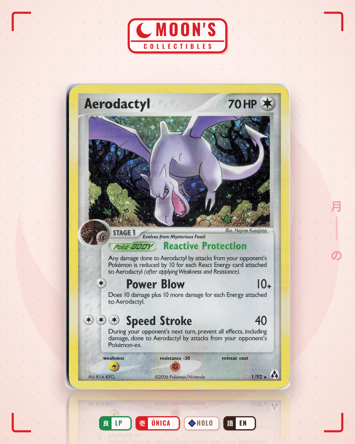 Carta Pokémon Aerodactyl · Legend Maker #1/92 (LP) — pieza única en Moon's Collectibles México