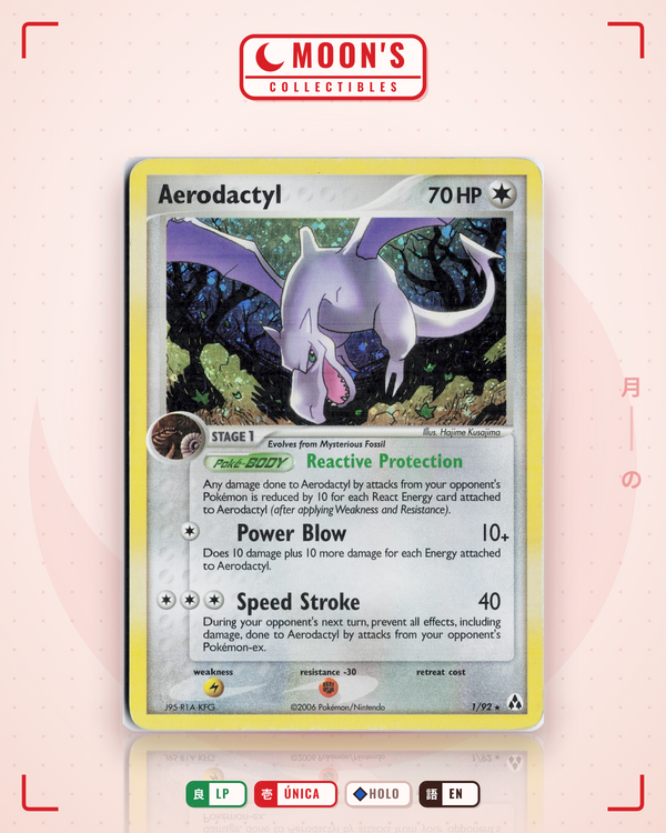 Carta Pokémon Aerodactyl · Legend Maker #1/92 (LP) — pieza única en Moon's Collectibles México