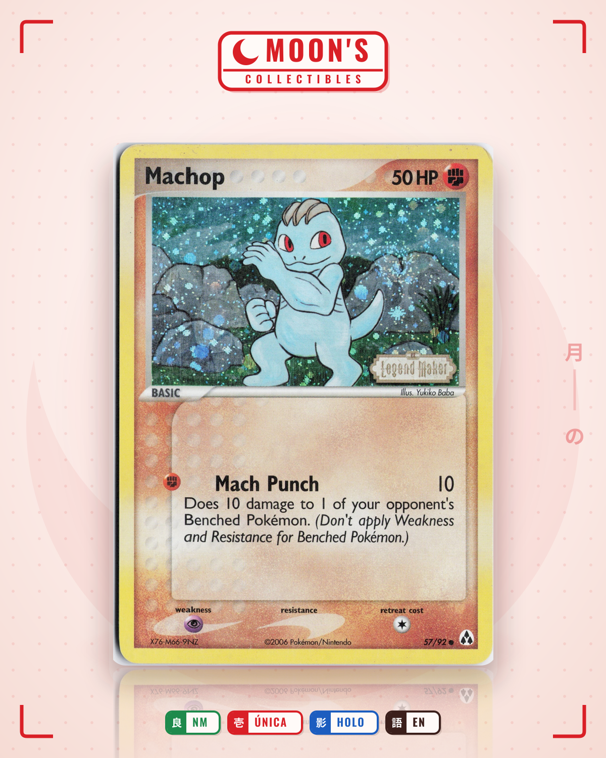 Carta Pokémon Machop · Legend Maker #57/92 (NM) — pieza única en Moon's Collectibles México