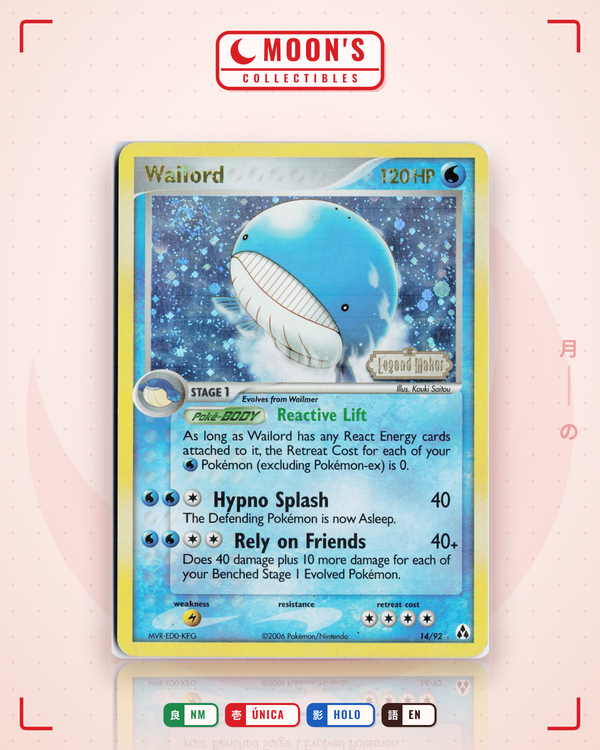 Carta Pokémon Wailord · Legend Maker #14/92 (NM) — pieza única en Moon's Collectibles México