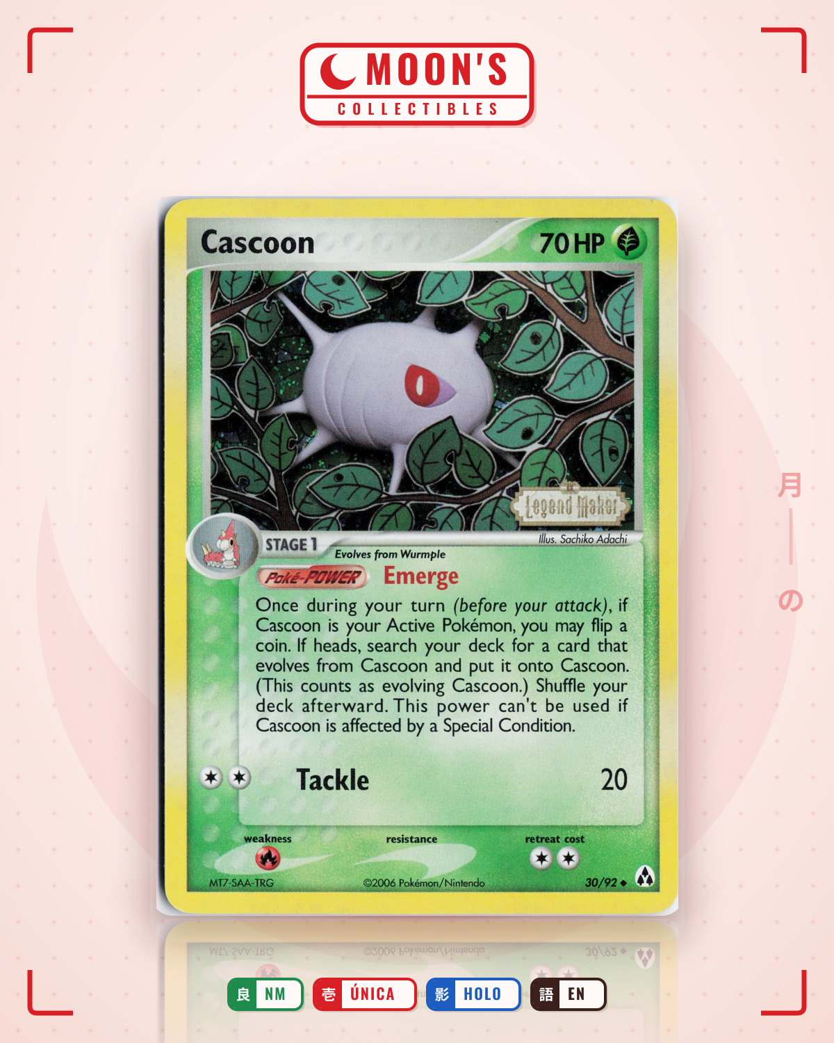 Carta Pokémon Cascoon · Legend Maker #30/92 (NM) — pieza única en Moon's Collectibles México