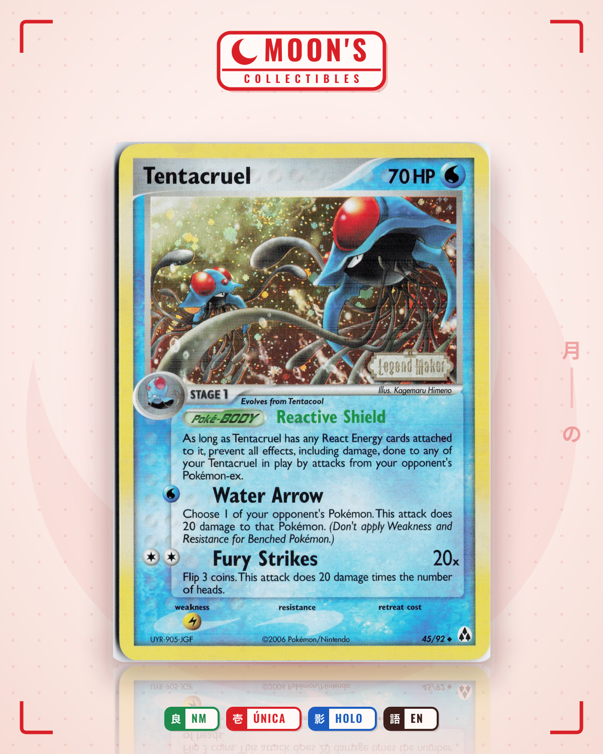 Carta Pokémon Tentacruel · Legend Maker #45/92 (NM) — pieza única en Moon's Collectibles México