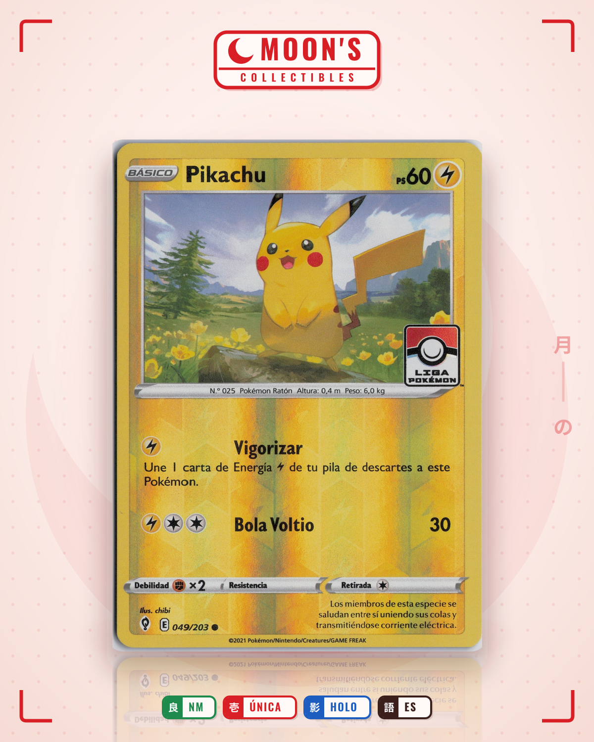 Carta Pokémon Pikachu (Pokemon League) · League & Championship Cards #049/203 (NM) — pieza única en Moon's Collectibles México