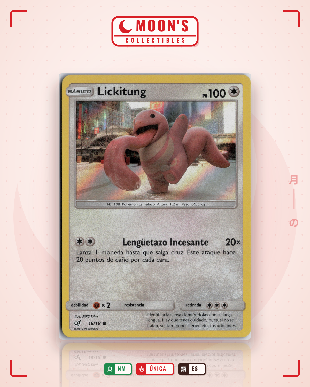 Carta Pokémon Lickitung · Detective Pikachu #16/18 (NM) — pieza única en Moon's Collectibles México