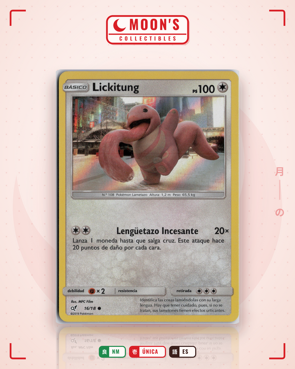 Carta Pokémon Lickitung · Detective Pikachu #16/18 (NM) — pieza única en Moon's Collectibles México