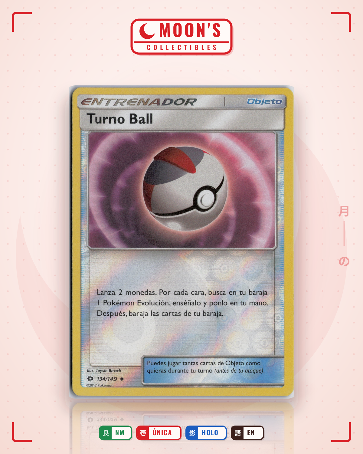 Carta Pokémon Timer Ball · Sun & Moon #134/149 (NM) — pieza única en Moon's Collectibles México