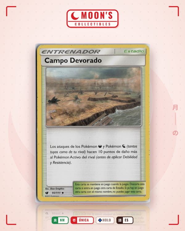 Carta Pokémon Devoured Field · Crimson Invasion #93/111 (NM) — pieza única en Moon's Collectibles México