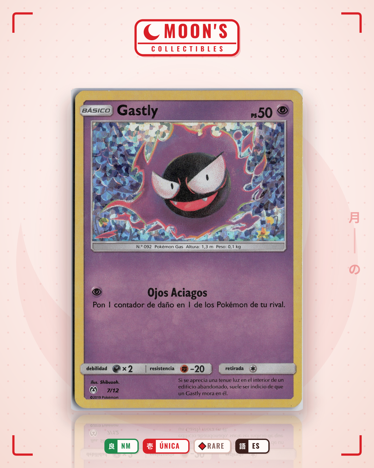 Carta Pokémon Gastly · McDonald's Collection 2019 #7/12 (NM) — pieza única en Moon's Collectibles México