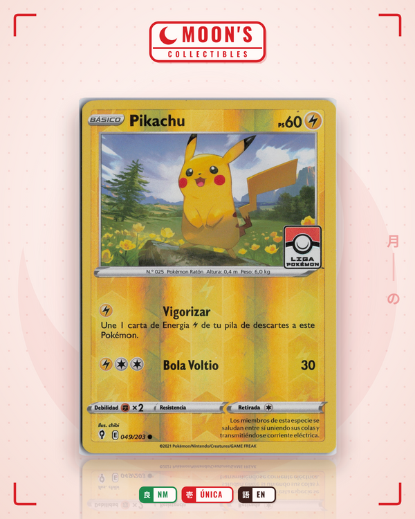 Carta Pokémon Pikachu · Evolving Skies #049/203 (NM) — pieza única en Moon's Collectibles México