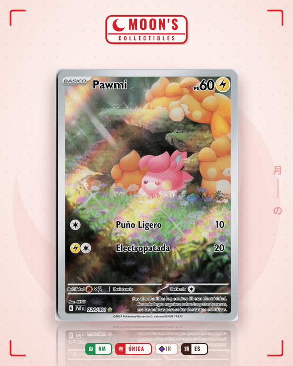 Carta Pokémon Pawmi · Paldean Fates #226/091 (NM) — pieza única en Moon's Collectibles México