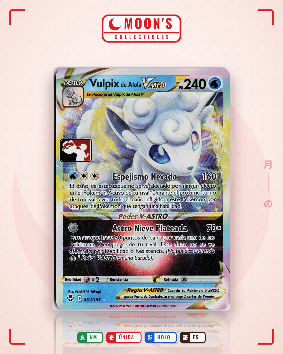 Carta Pokémon Alolan Vulpix VSTAR · Silver Tempest #034/195 (NM) — pieza única en Moon's Collectibles México