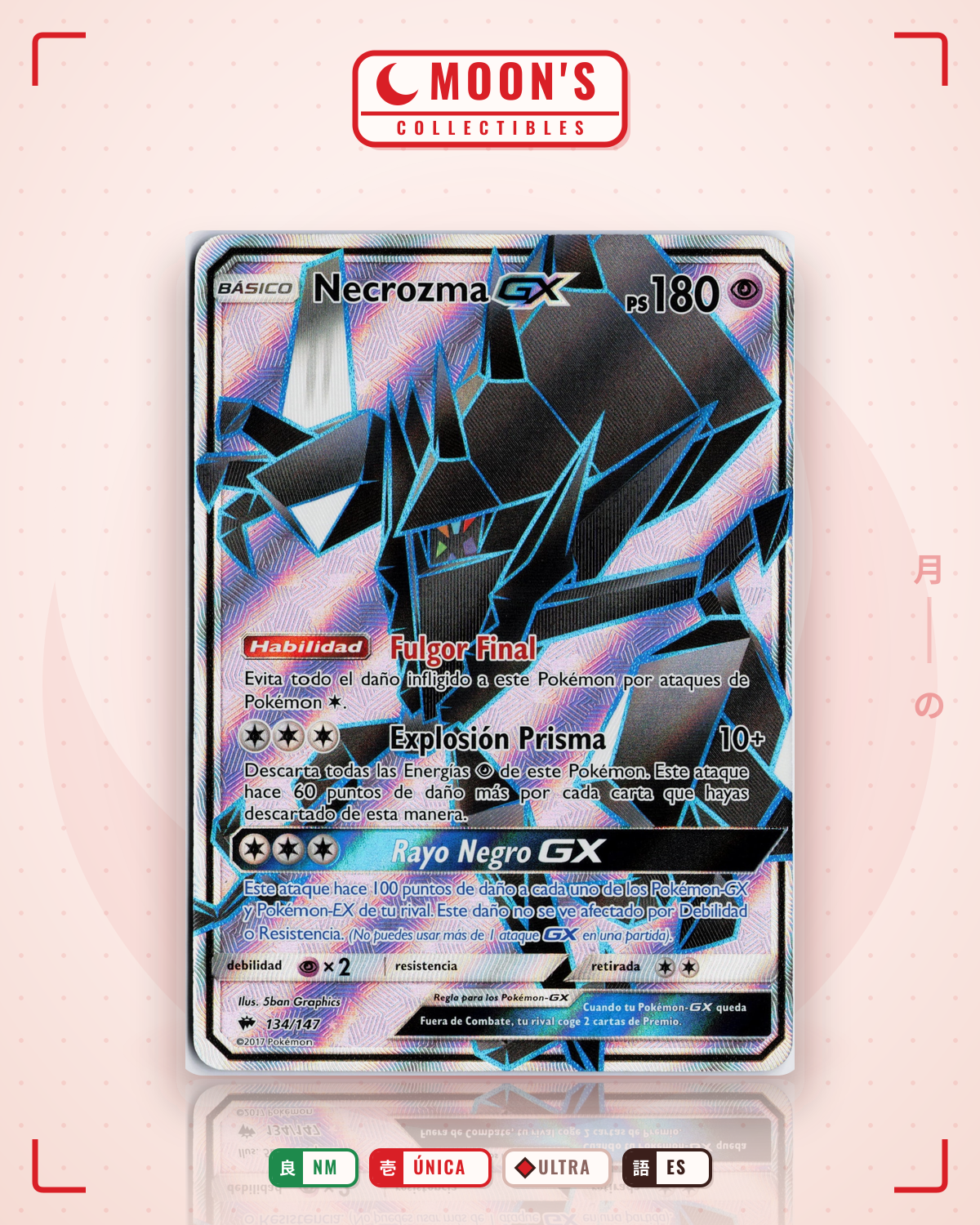 Carta Pokémon Necrozma-GX · Burning Shadows #134/147 (NM) — pieza única en Moon's Collectibles México