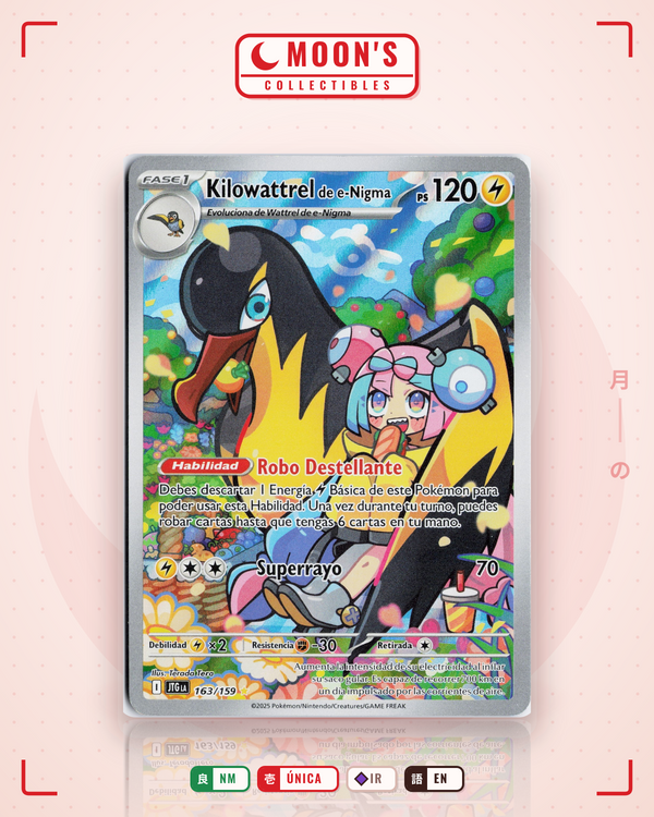Carta Pokémon Iono's Kilowattrel · Journey Together #163/159 (NM) — pieza única en Moon's Collectibles México