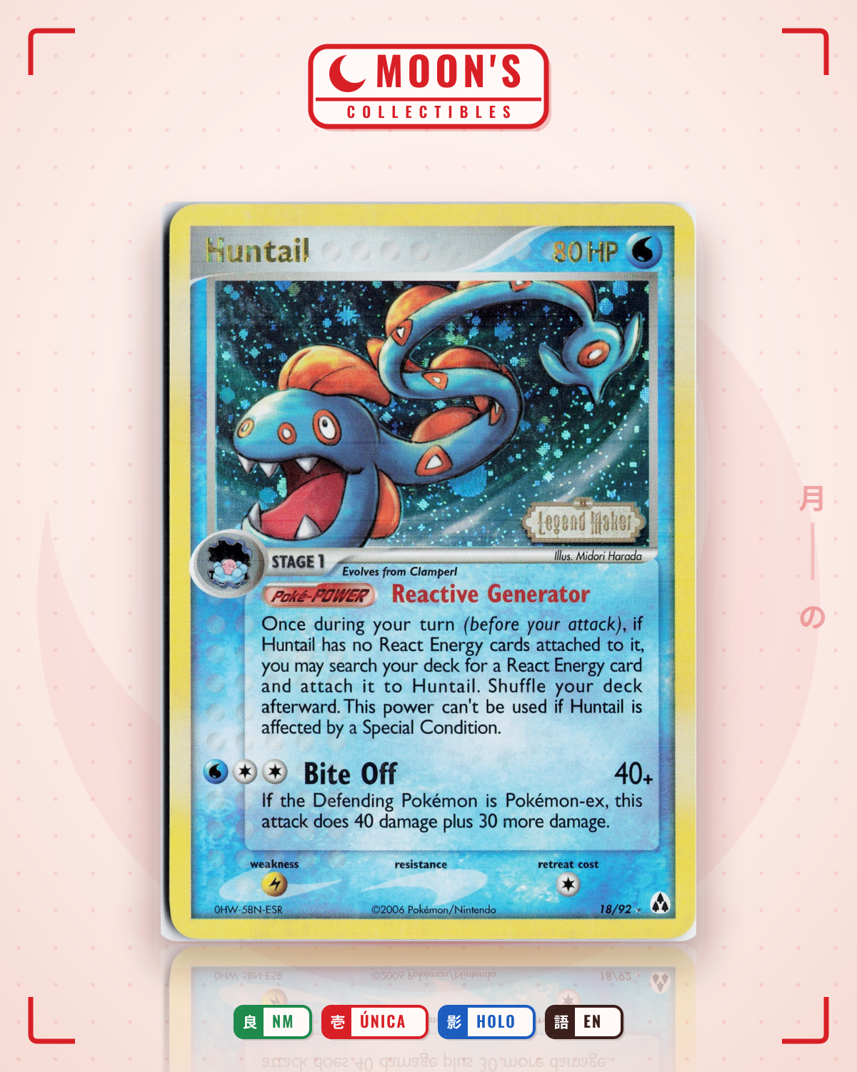 Carta Pokémon Huntail · Legend Maker #18/92 (NM) — pieza única en Moon's Collectibles México