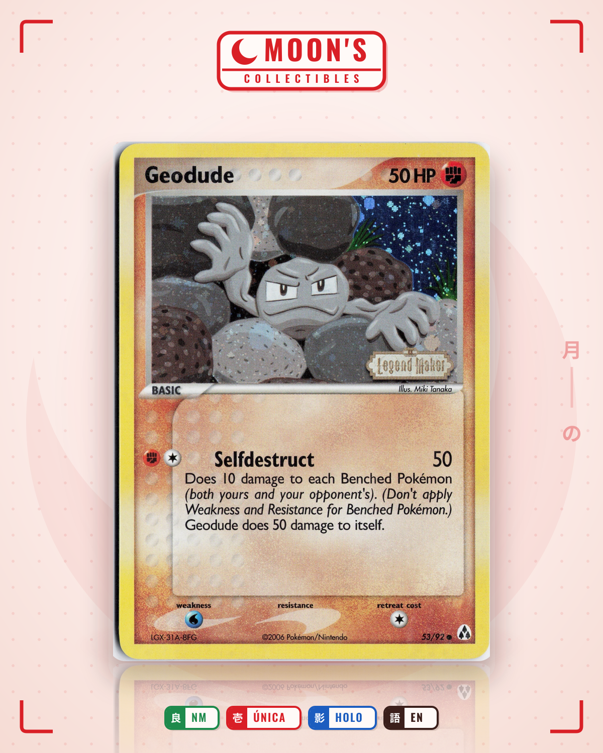 Carta Pokémon Geodude · Legend Maker #53/92 (NM) — pieza única en Moon's Collectibles México