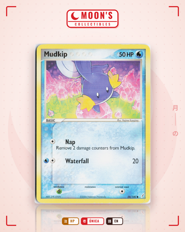 Carta Pokémon Mudkip · Crystal Guardians #58/100 (HP) — pieza única en Moon's Collectibles México