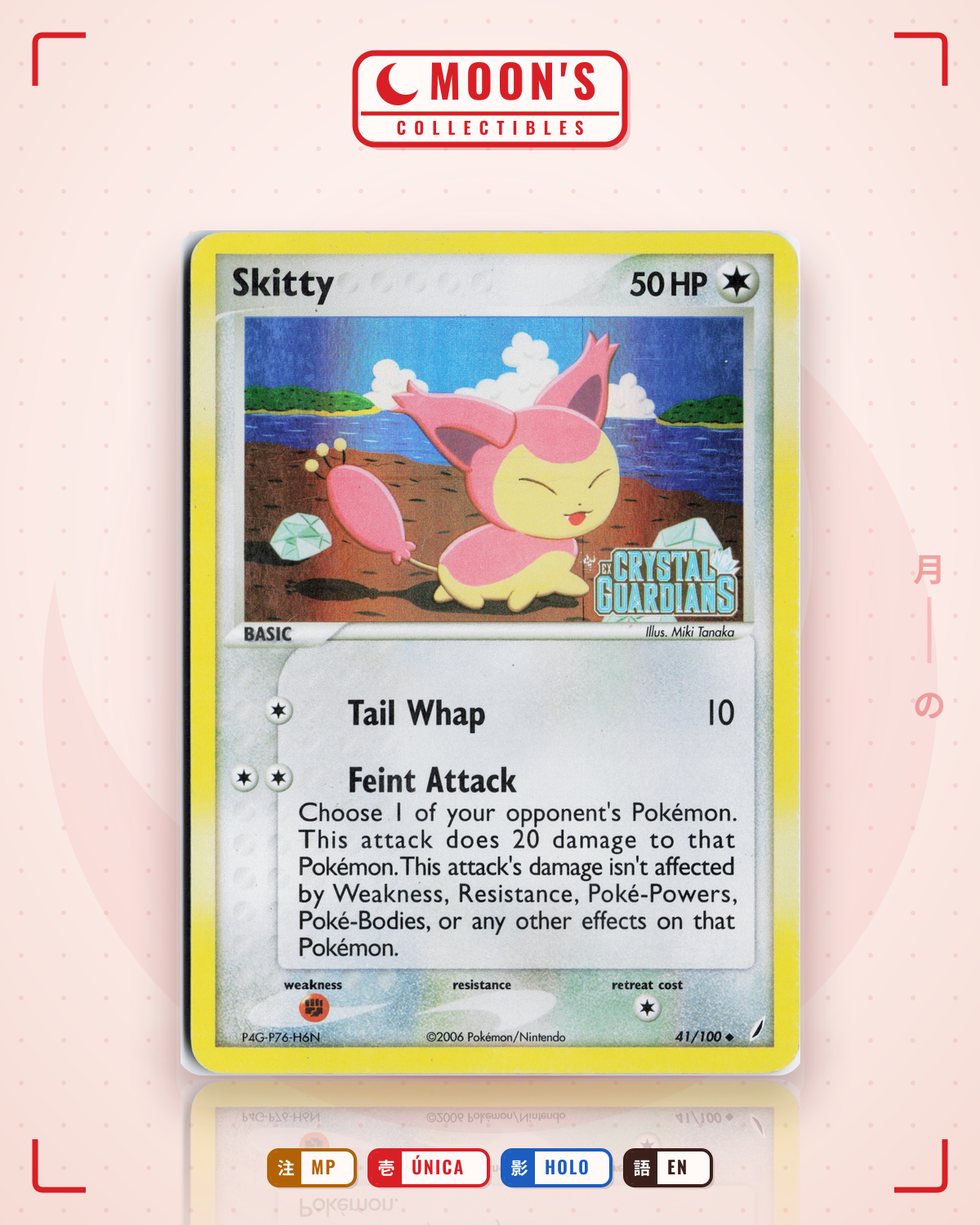 Carta Pokémon Skitty · Crystal Guardians #41/100 (MP) — pieza única en Moon's Collectibles México