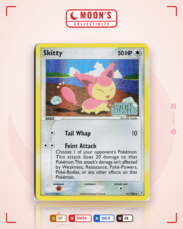 Carta Pokémon Skitty · Crystal Guardians #41/100 (MP) — pieza única en Moon's Collectibles México