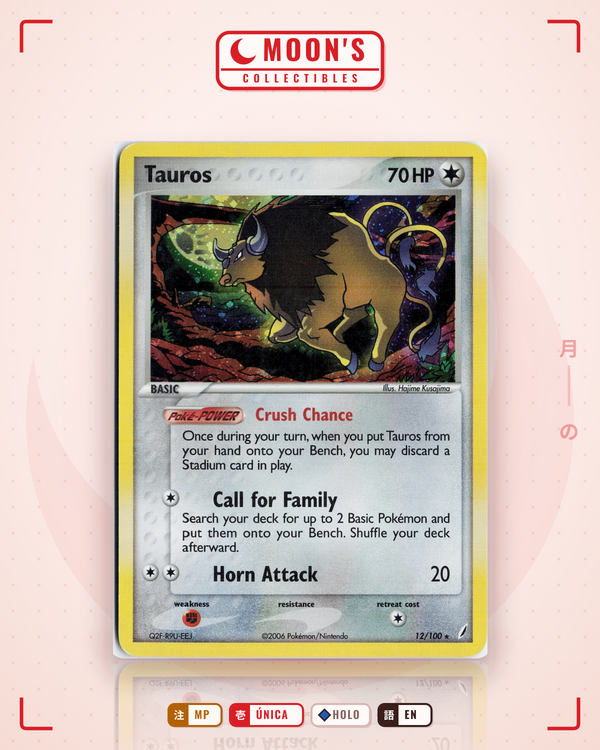 Carta Pokémon Tauros · Crystal Guardians #12/100 (MP) — pieza única en Moon's Collectibles México