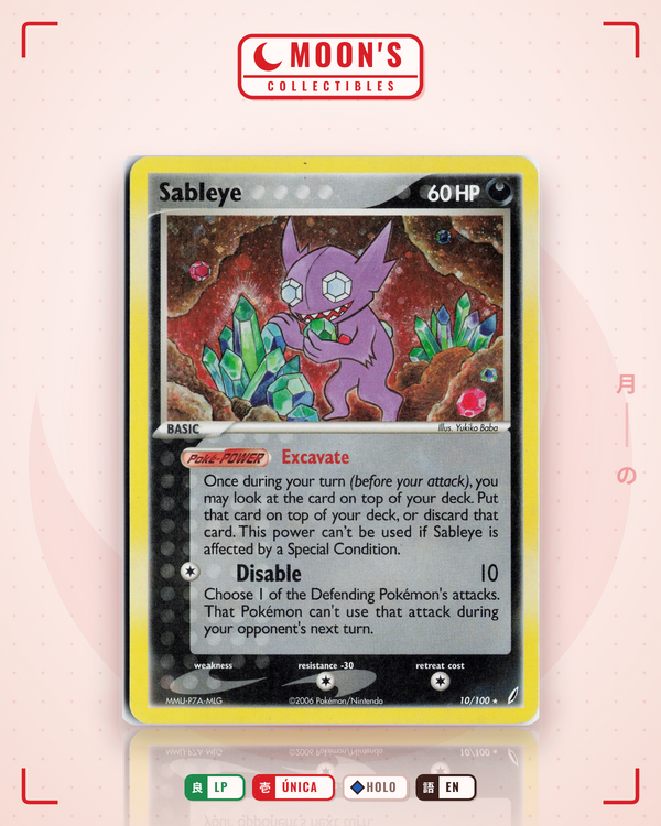Carta Pokémon Sableye · Crystal Guardians #10/100 (LP) — pieza única en Moon's Collectibles México