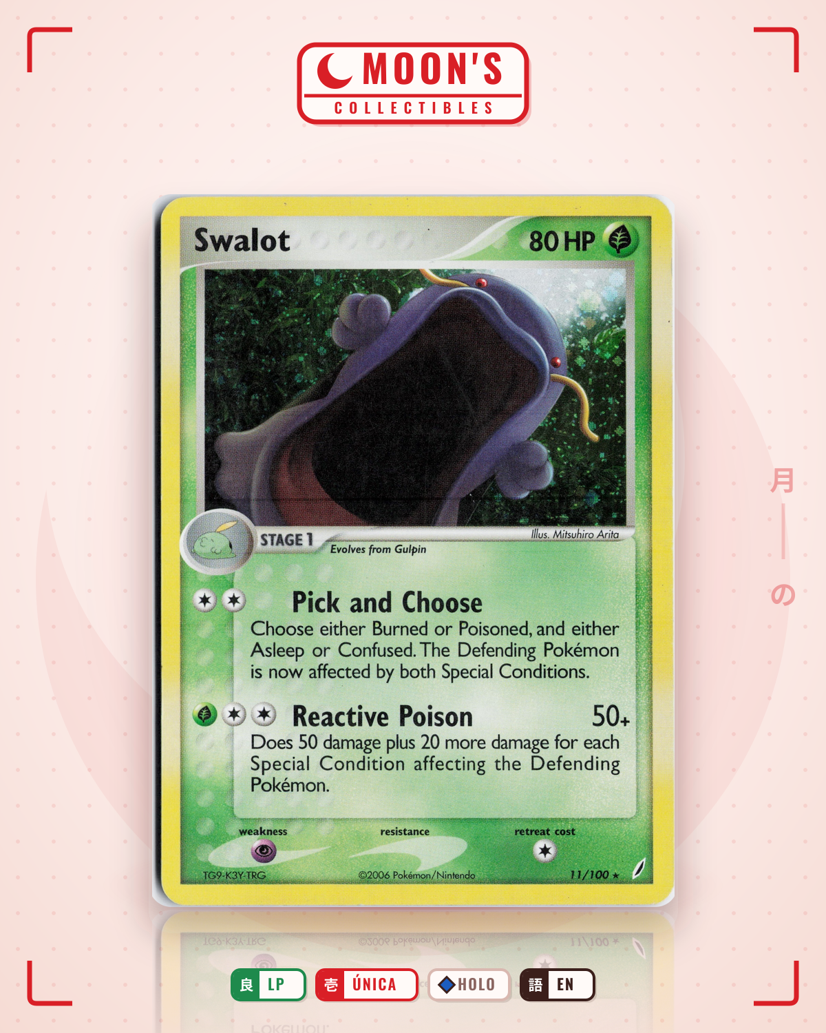Carta Pokémon Swalot · Crystal Guardians #11/100 (LP) — pieza única en Moon's Collectibles México