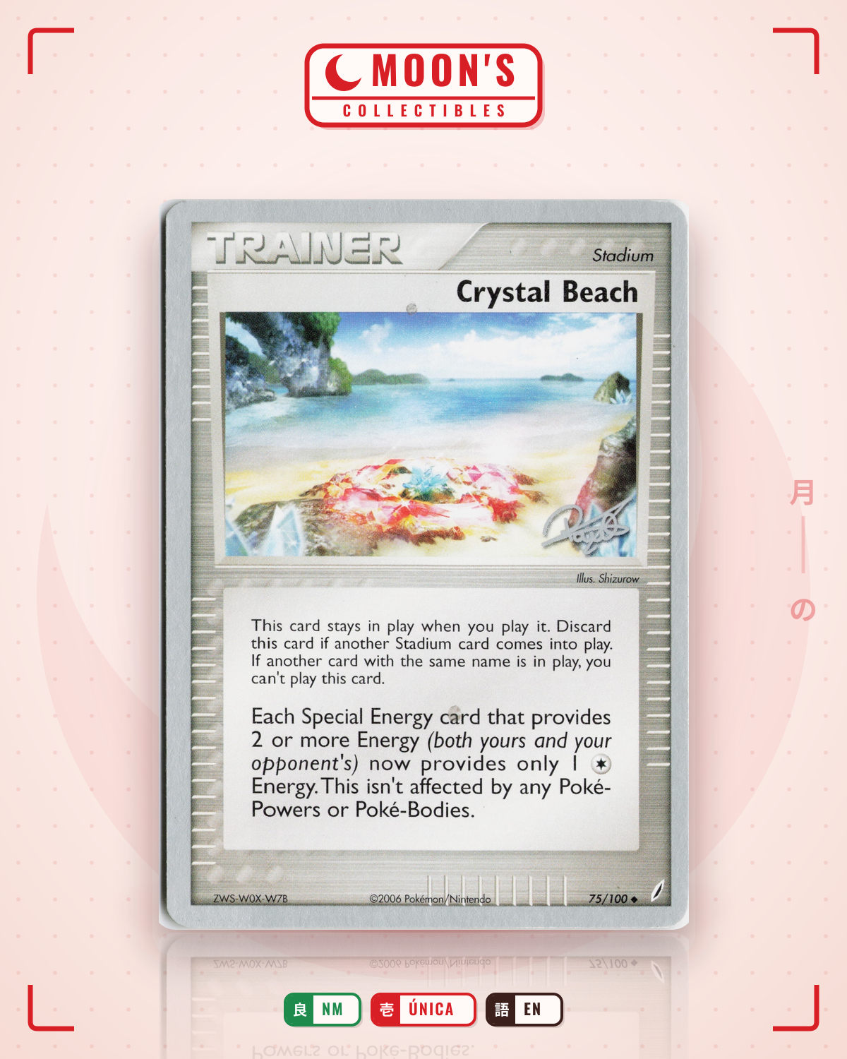 Carta Pokémon Crystal Beach · Crystal Guardians #75/100 (NM) — pieza única en Moon's Collectibles México