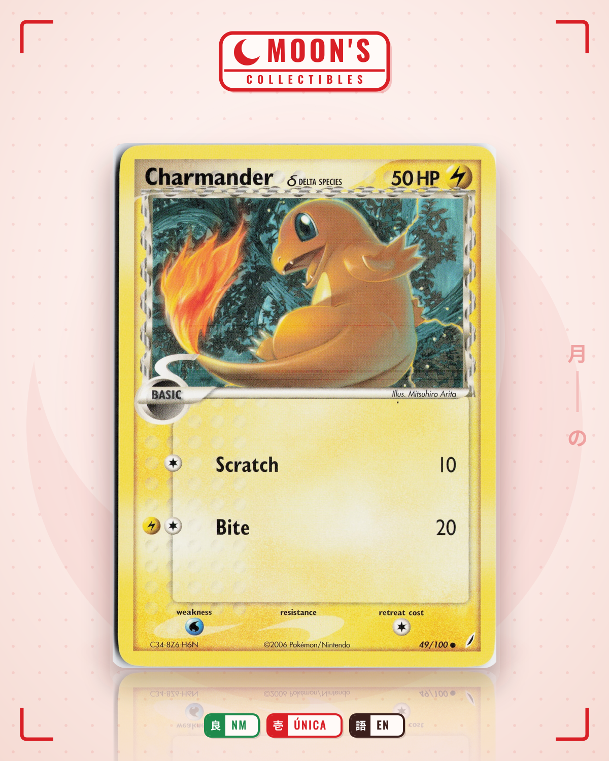Carta Pokémon Charmander δ · Crystal Guardians #49/100 (NM) — pieza única en Moon's Collectibles México