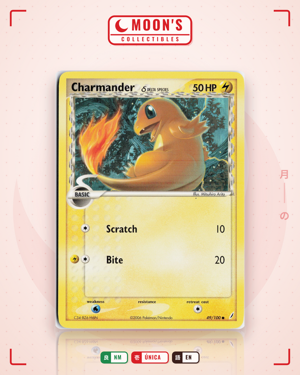 Carta Pokémon Charmander δ · Crystal Guardians #49/100 (NM) — pieza única en Moon's Collectibles México